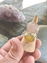 Load image into Gallery viewer, Rose Quartz and Yellow Peruvian Opal Power Ring