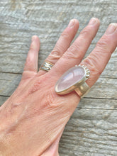 Load image into Gallery viewer, Rose Quartz and Sterling Silver with Dew Drops sz. 8