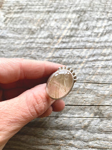 Rutilated Quartz and Sterling Silver with Dew Drops sz. 4.5