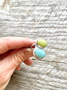 Sterling Silver, Amazonite and Peruvian Opal ring sz. 8.25