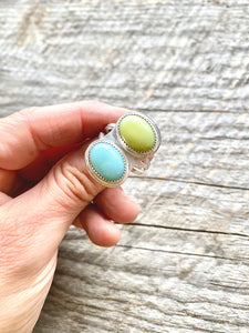 Sterling Silver, Amazonite and Peruvian Opal ring sz. 8.25