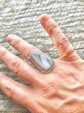 Load image into Gallery viewer, Wide band Sterling Silver and Agate ring. Sz. 6.75