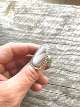 Load image into Gallery viewer, Wide band Sterling Silver and Agate ring. Sz. 6.75