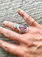 Load image into Gallery viewer, Sterling Silver, Amethyst and Chrysoprase Ring Sz. 5